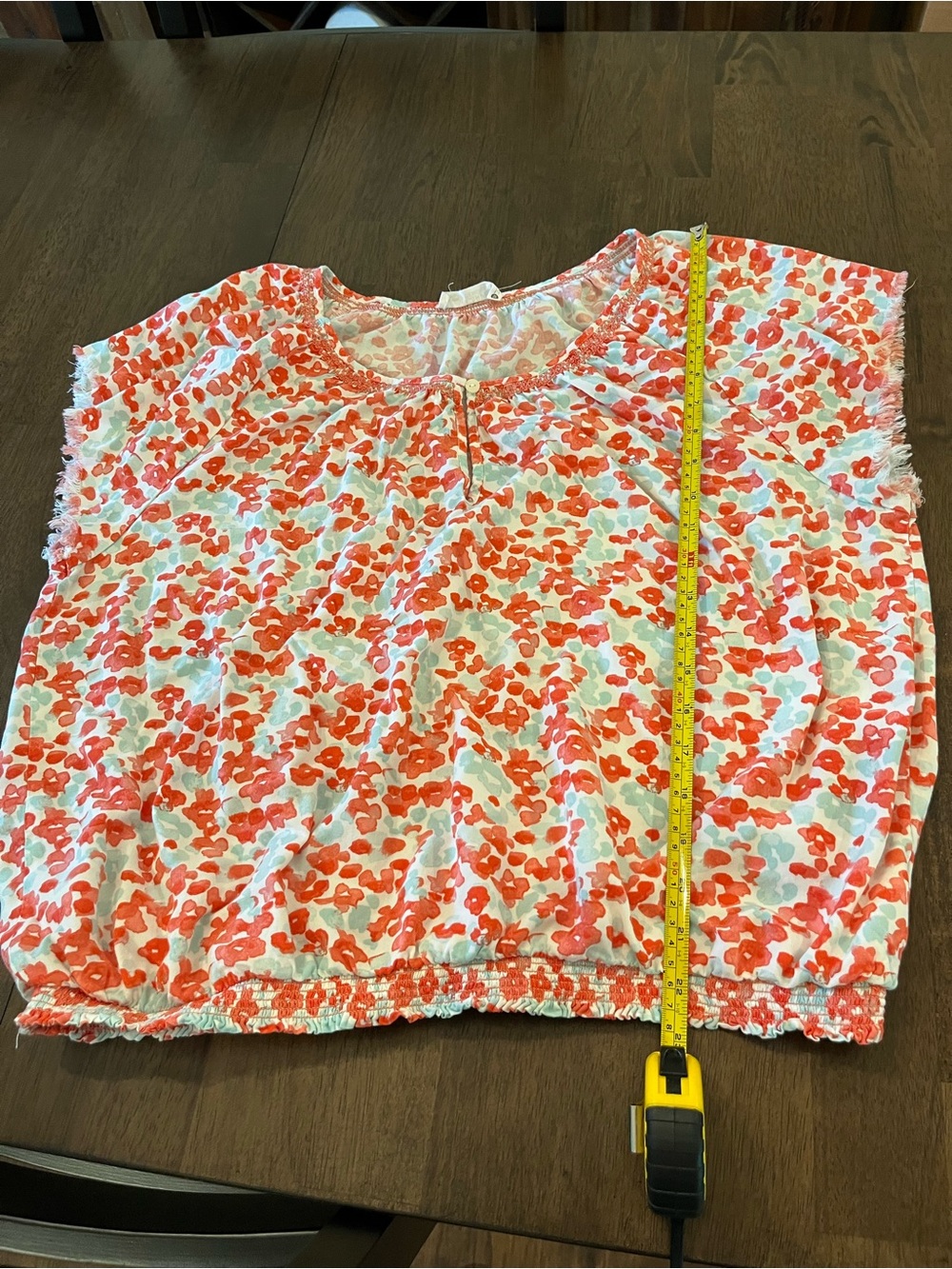 Carve Designs: Women's Reddish light blue Floral Short Sleeve Blouse